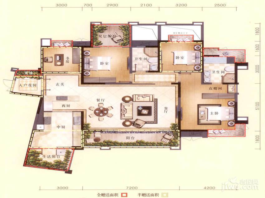 三利云锦4室2厅2卫164㎡户型图