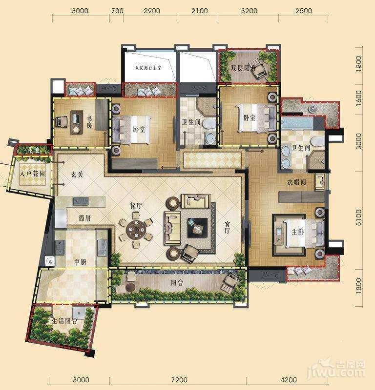 三利云锦4室2厅2卫164㎡户型图