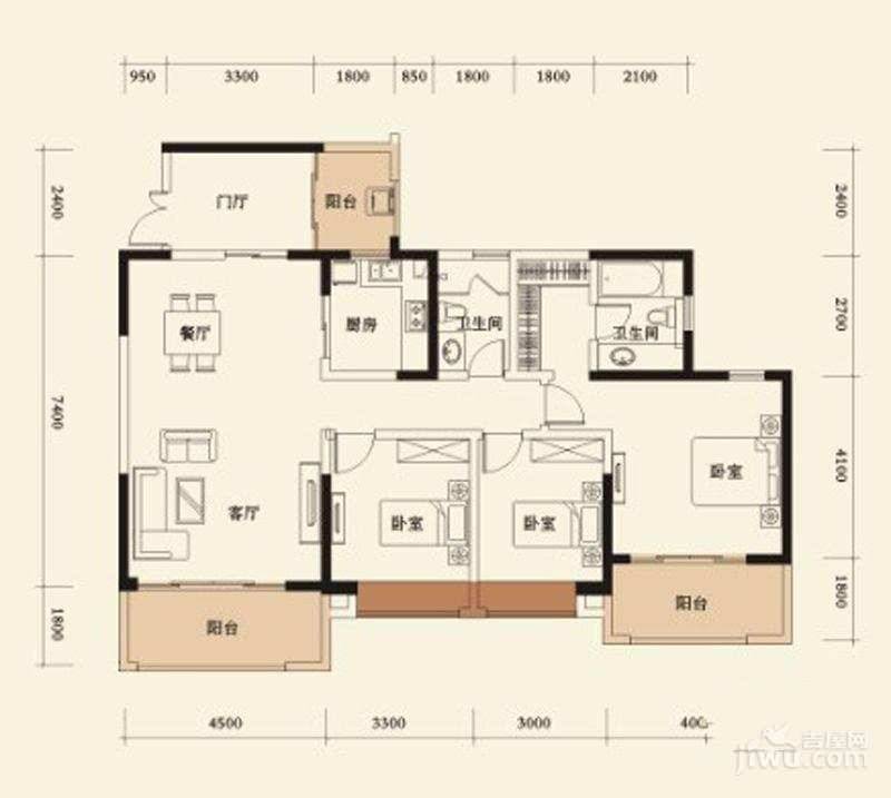 南钻威尼斯4室3厅3卫200㎡户型图