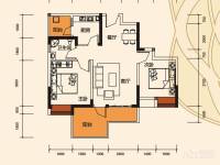 华宇阳光尚座2室2厅1卫75㎡户型图