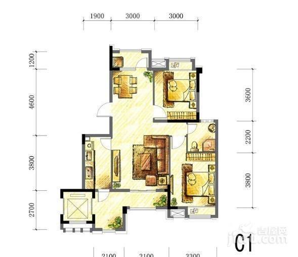 凤凰湖国际社区商铺2室2厅1卫86.8㎡户型图