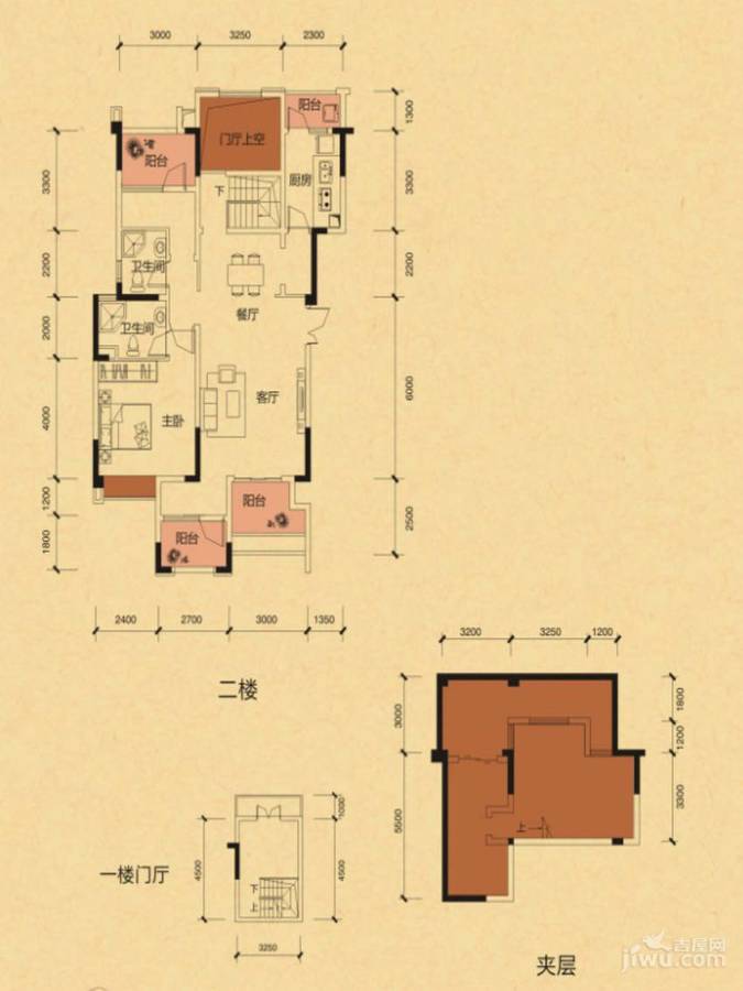 华宇天府花城1室3厅2卫130.9㎡户型图