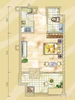 德坤新天地1室1厅1卫50.2㎡户型图