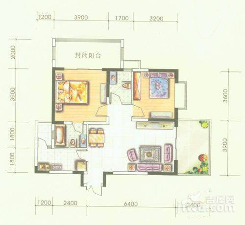 颐和京都SVilla2室2厅2卫103.7㎡户型图