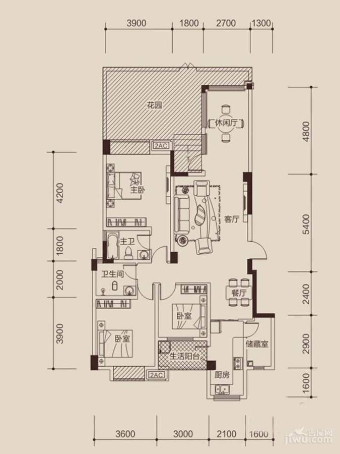 经典上城3室2厅2卫131㎡户型图