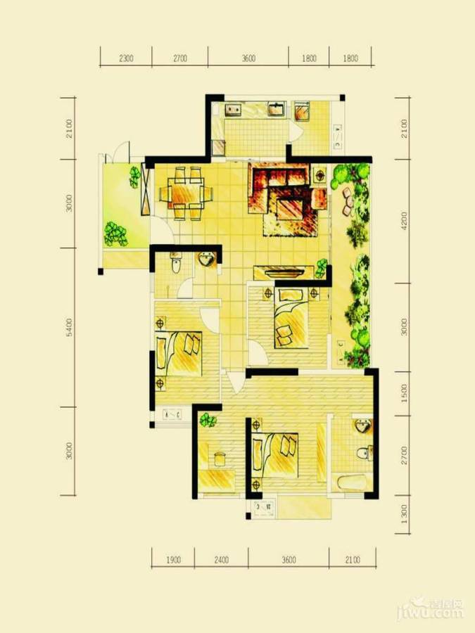 格凌兰2室2厅1卫73.6㎡户型图