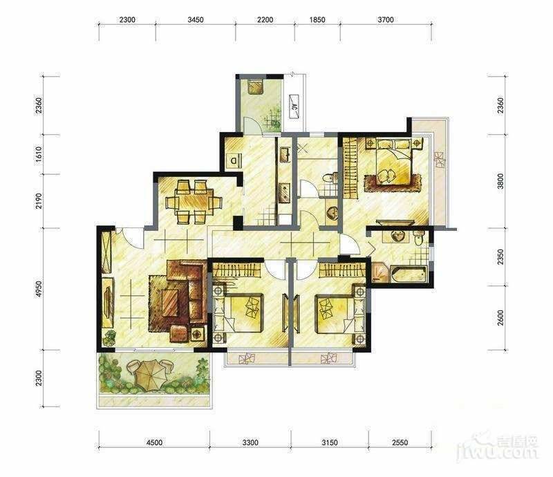 仁和春天国际花园3室2厅2卫127.9㎡户型图