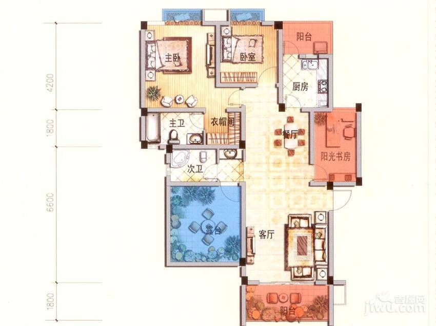 莱茵北郡2室2厅2卫102㎡户型图