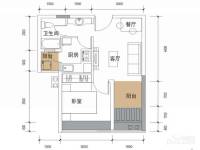 戛纳湾2室2厅1卫47㎡户型图