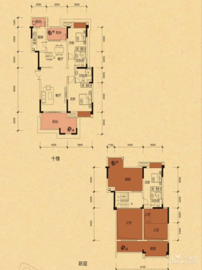 华宇天府花城2室2厅3卫138.1㎡户型图