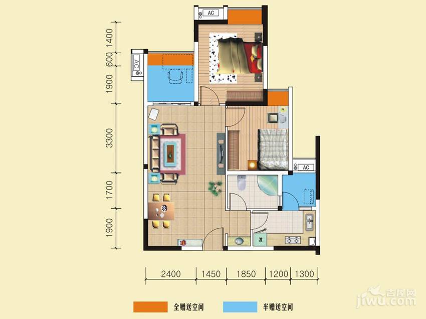 美洲花园棕榈湾2室1厅1卫79.5㎡户型图