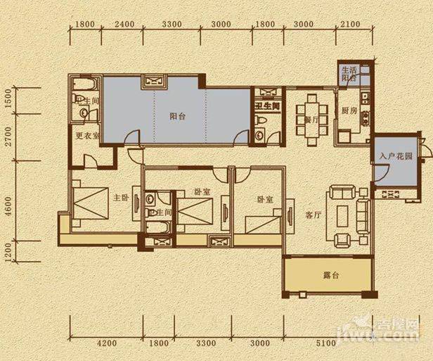 保利星座4室2厅3卫180㎡户型图