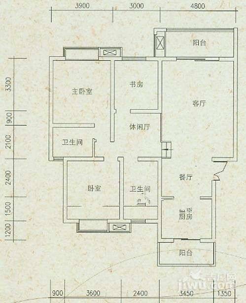 美联国际公寓3室2厅2卫133.2㎡户型图