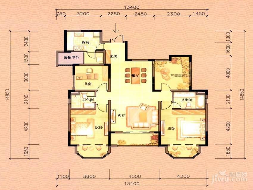 置信丽都花园丽府3室2厅2卫140㎡户型图