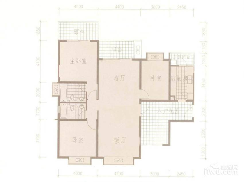 南城都汇御天下3室2厅2卫142㎡户型图