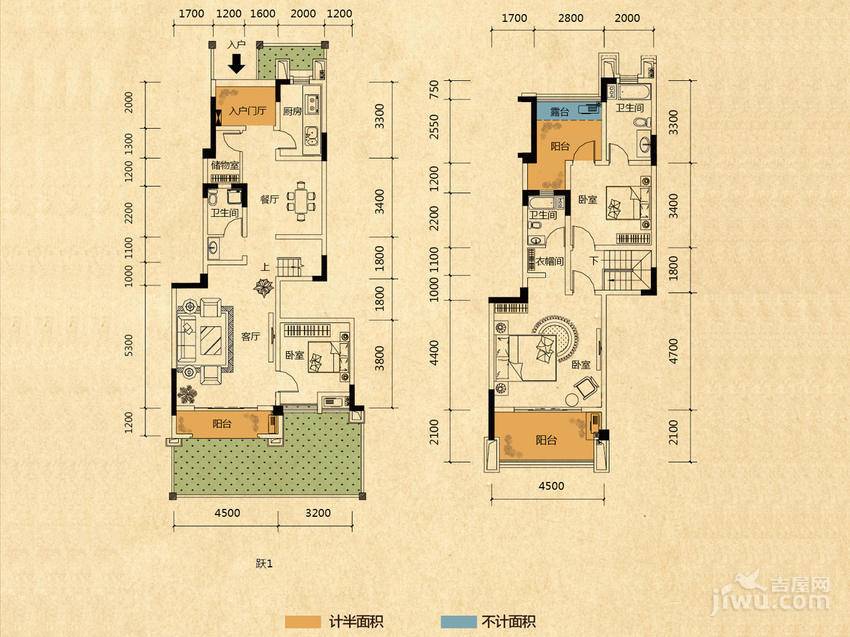 水木香山3室2厅3卫154.8㎡户型图