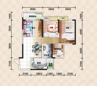 奥园金域2室2厅1卫70.4㎡户型图