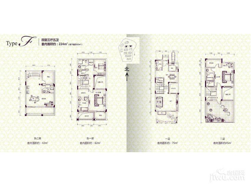 鹏润城墅普通住宅224㎡户型图