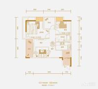 中冶重庆早晨2室1厅1卫68.3㎡户型图