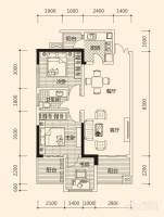 中冶重庆早晨2室2厅1卫74.7㎡户型图