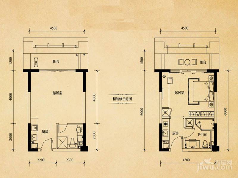 东原18911室1厅1卫29.5㎡户型图