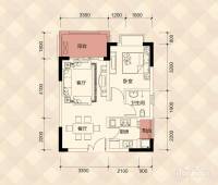 壹江城1室2厅1卫44.3㎡户型图