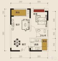 壹江城1室2厅1卫39.9㎡户型图