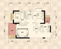 壹江城2室2厅1卫64㎡户型图