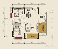 壹江城2室2厅1卫64.4㎡户型图