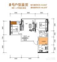 朝兴龙城国际2室2厅1卫53.7㎡户型图