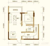 祥瑞云鼎阳光1室2厅1卫50.9㎡户型图