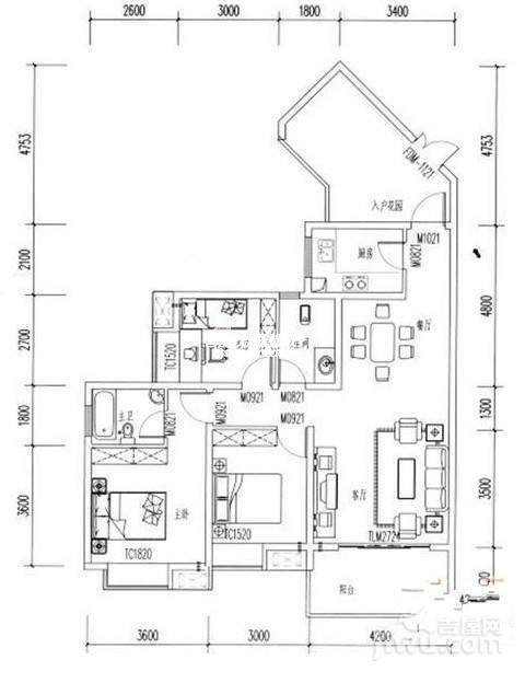 潼南龙乡苑铜新花园3室2厅2卫115㎡户型图