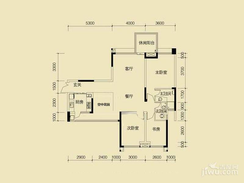 颜龙山水城3室2厅2卫119.1㎡户型图