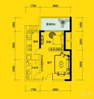 佰度SOHO1室1厅1卫42.9㎡户型图