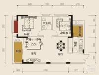 壹江城2室2厅1卫63㎡户型图