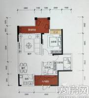 康田漫城2室2厅1卫64㎡户型图