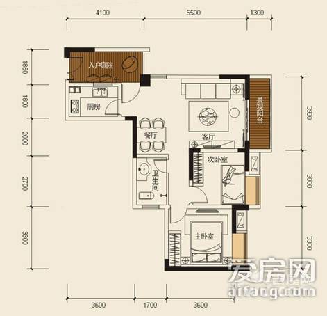 康田漫城2室2厅1卫65㎡户型图