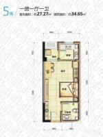 中维都市美邻1室1厅1卫27.3㎡户型图