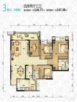 中维都市美邻4室2厅3卫126.8㎡户型图