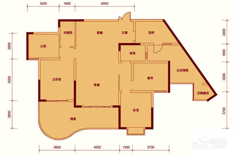 重庆棕榈泉国际花3室2厅2卫131㎡户型图