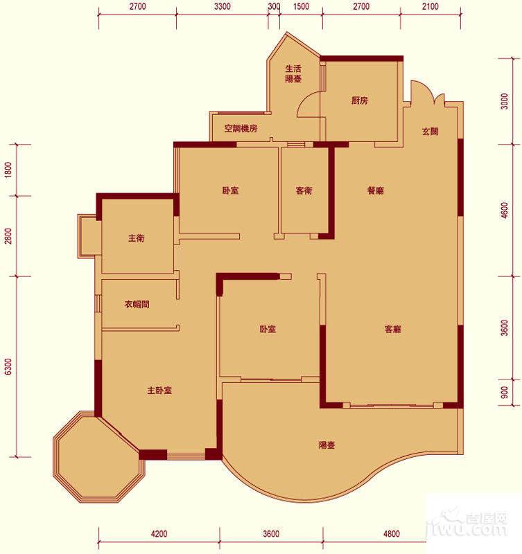 重庆棕榈泉国际花3室2厅1卫146㎡户型图