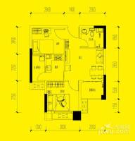 重庆国际家纺城绣色2室1厅1卫34.4㎡户型图