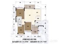 渝水坊二期3室2厅2卫126.7㎡户型图