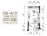 重庆国际家纺城绣色1室0厅1卫24.1㎡户型图