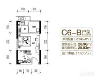 重庆国际家纺城绣色1室0厅1卫20.8㎡户型图