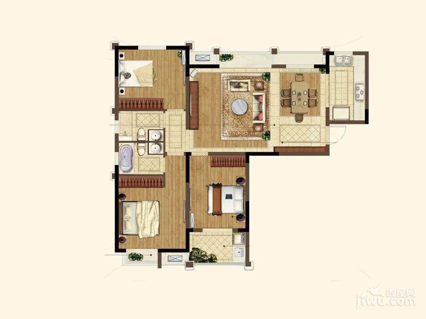 中海万锦熙岸3室2厅2卫122㎡户型图