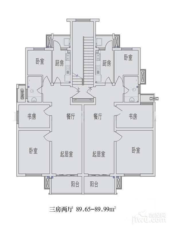 金东城世家3室2厅1卫82.9㎡户型图