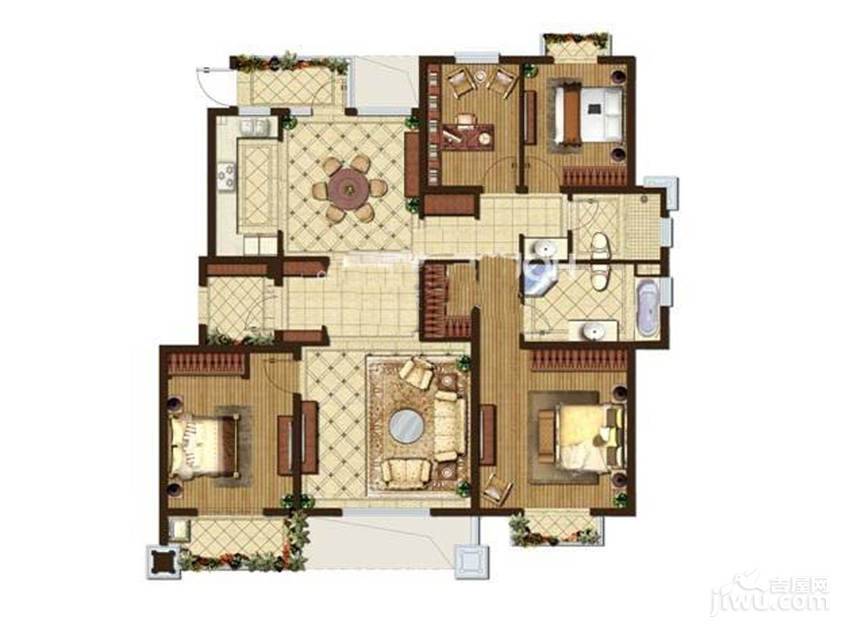 星叶羊山湖花园4室2厅2卫158㎡户型图