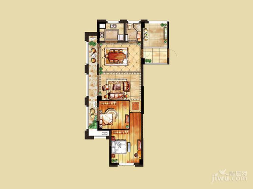 恒信珑湖国际2室2厅1卫103㎡户型图