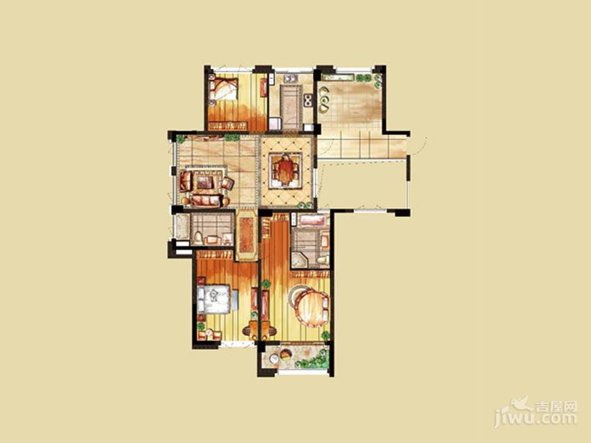 恒信珑湖国际3室2厅2卫139㎡户型图